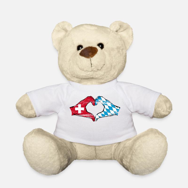 Schweiz Bayern Flagge Hände Herzform used - Teddy - Weiß