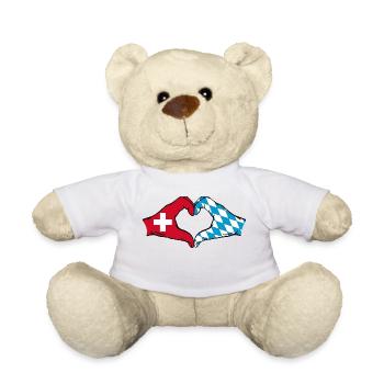 Schweiz Bayern Flagge Hände Herzform - Teddy - Weiß - Vorne