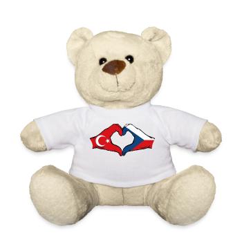 Türkei Tschechien Flagge Herzform - Teddy - Weiß - Vorne