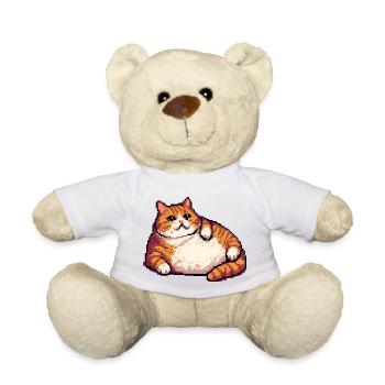 Gros chat roux pixel art - Nounours - blanc - Devant
