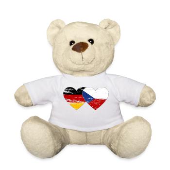 Germany Czech Republic Flag Heart Flag used - Teddy Bear - white - Front