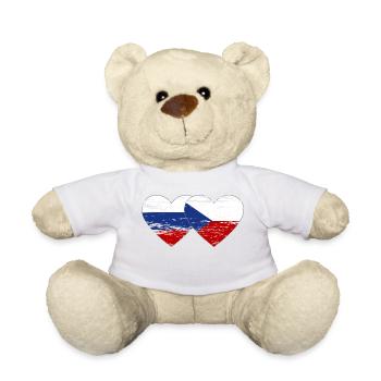 Russland Tschechien Flagge Herz Flagge used - Teddy - Weiß - Vorne