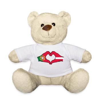 Portugal Lettonie Drapeau Mains Coeur - Nounours - blanc - Devant