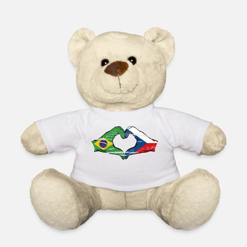 Brésil République tchèque drapeau coeur d’occasion - Nounours - blanc