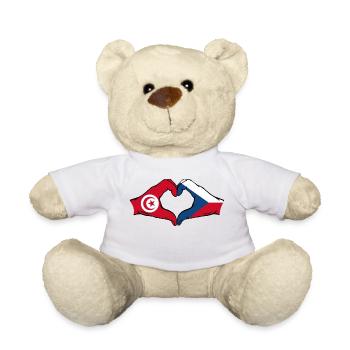 Tunesien Tschechien Flagge Herzform - Teddy - Weiß - Vorne