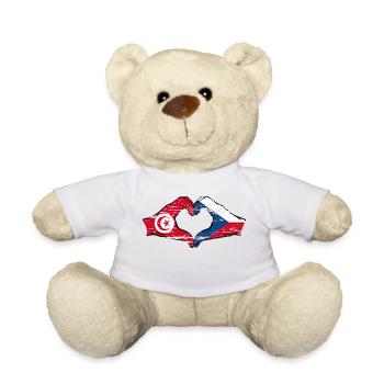 Tunisie Drapeau tchèque forme de coeur utilisé - Nounours - blanc - Devant