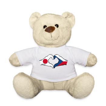 Japon République tchèque drapeau coeur - Nounours - blanc - Devant