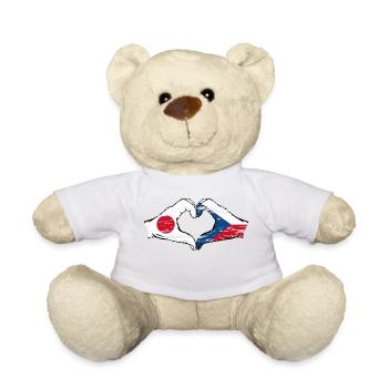 Drapeau du Japon et de la République tchèque en forme de coeur utilisé - Nounours - blanc - Devant