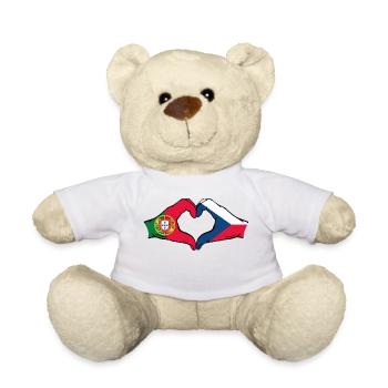 Portugal République tchèque drapeau coeur - Nounours - blanc - Devant