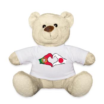 Portugal Japan Flagge Herzform - Teddy - Weiß - Vorne