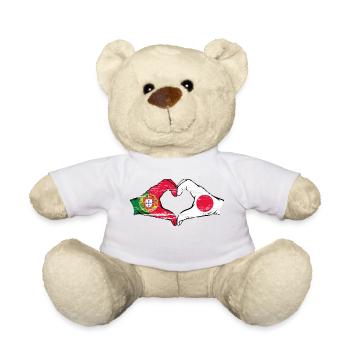 Portugal Japan Flag Heart Shape Used - Teddy Bear - white - Front