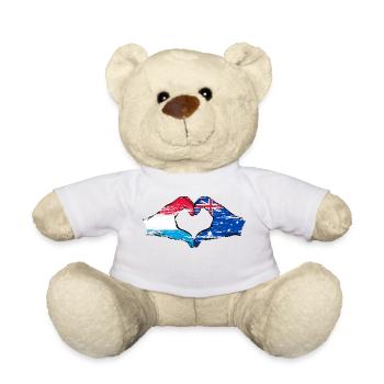 Luxembourg Australia flag heart shape used - Teddy Bear - white - Front