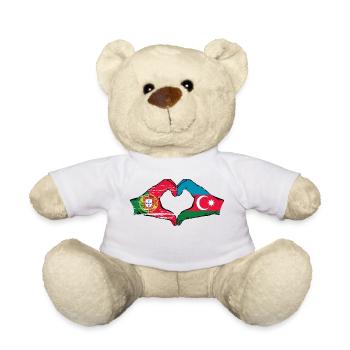 Portugal Azerbaïdjan Drapeau Forme Coeur Utilisé - Nounours - blanc - Devant
