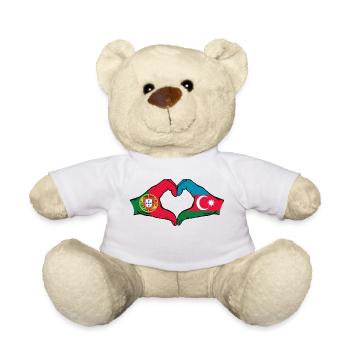 Portugal Aserbaidschan Flagge Herzform - Teddy - Weiß - Vorne