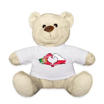 Portugal Pologne Drapeau Coeur Forme Utilisé - Nounours - blanc - Devant