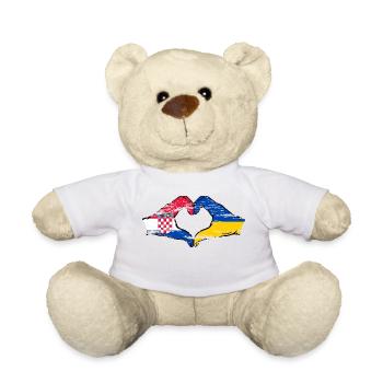 Croatia Ukraine Flag Heart Shape Used - Teddy Bear - white - Front
