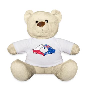 Poland Australia Flag Heart Shape Used - Teddy Bear - white - Front