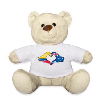 Colombia Australia flag heart shape used - Teddy Bear - white - Front