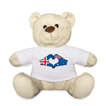Iceland Australia Flag Heart Shape - Teddy Bear - white - Front
