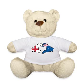 England Australia Flag Heart Shape - Teddy Bear - white - Front