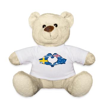 Sweden Australia Flag Heart Shape Used - Teddy Bear - white - Front