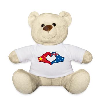 China Australia Flag Heart Shape - Teddy Bear - white - Front