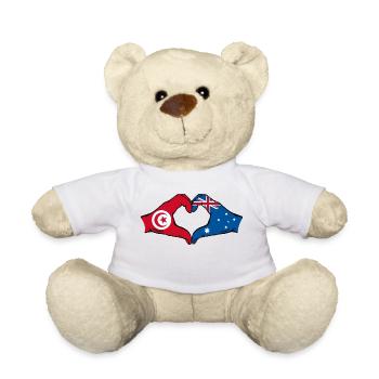 Tunisia Australia Flag Heart Shape - Teddy Bear - white - Front