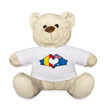Romania Australia Flag Heart Shape - Teddy Bear - white - Front