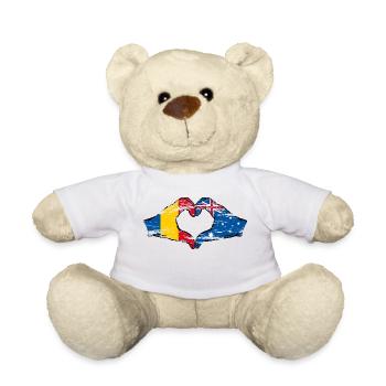 Romania Australia Flag Heart Shape Used - Teddy Bear - white - Front