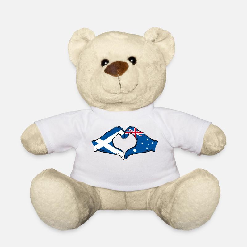 Scotland Australia Flag Heart Shape - Teddy Bear - white