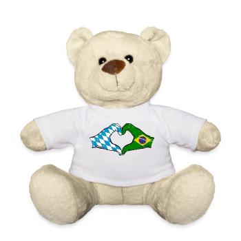 Bavière, Brésil, Drapeau, Mains, Forme Coeur Utilisé - Nounours - blanc - Devant