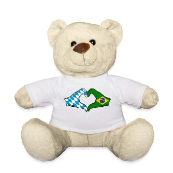 Bavaria Brazil Flag Hands Heart Shape - Teddy Bear - white - Front