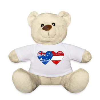 Australie Autriche Drapeau Coeur Drapeau utilisé - Nounours - blanc - Devant
