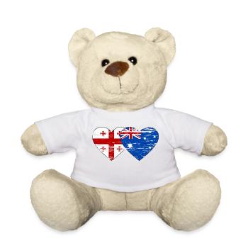 Georgia Australia Flag Heart Flag used - Teddy Bear - white - Front