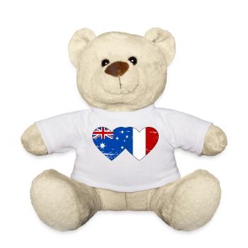 Australien Frankreich Flagge Herz used - Teddy - Weiß - Vorne