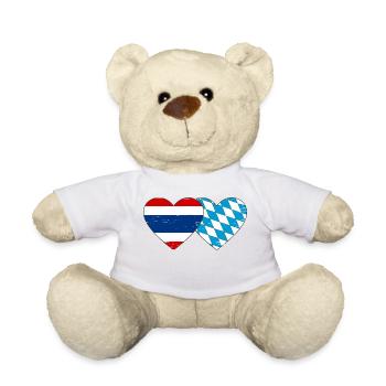 Thailand Bavaria Flag Heart used - Teddy Bear - white - Front
