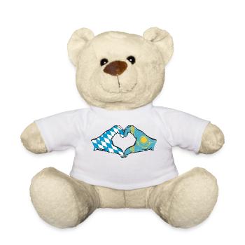 Bavière, Kazakhstan, Drapeau, Mains, Forme Coeur Utilisé - Nounours - blanc - Devant