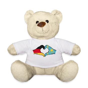 Germany Kazakhstan Flag Hands Heart Shape - Teddy Bear - white - Front