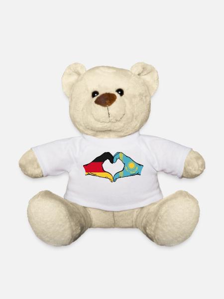 Deutschland Kasachstan Flagge Hände Herzform - Teddy - Weiß