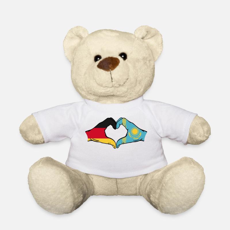 Deutschland Kasachstan Flagge Hände Herzform - Teddy - Weiß