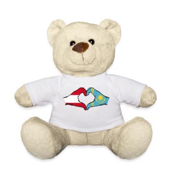 Österreich Kasachstan Flagge Hände Herzform - Teddy - Weiß - Vorne