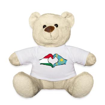 Hungary Kazakhstan Flag Hands Heart Shape - Teddy Bear - white - Front