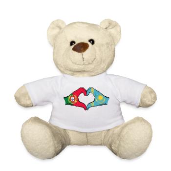 Portugal Kasachstan Flagge Hände Herzform - Teddy - Weiß - Vorne