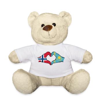 Norwegen Kasachstan Flagge Hände Herzform - Teddy - Weiß - Vorne