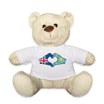 Iceland Kazakhstan Flag Hands Heart Shape Used - Teddy Bear - white - Front