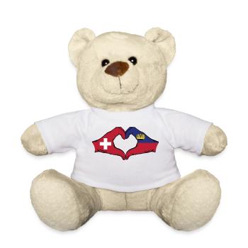 Schweiz Liechtenstein Flagge Hände Herzform - Teddy - Weiß - Vorne