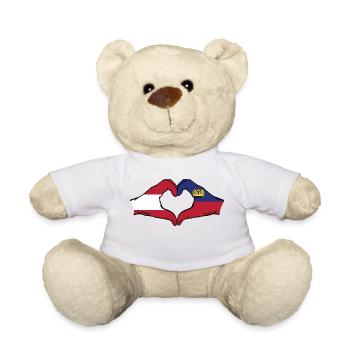 Österreich Liechtenstein Flagge Hände Herzform - Teddy - Weiß - Vorne