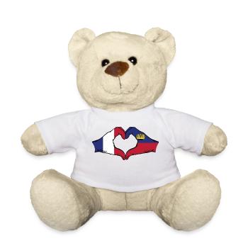 France Liechtenstein Flag Hands Heart Shape - Teddy Bear - white - Front