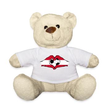 Austria Football Flag Hands Heart Shape Used - Teddy Bear - white - Front