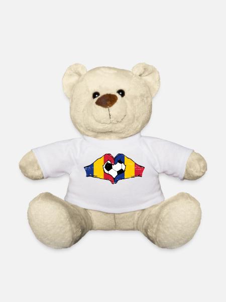 Rumänien Fußball Flagge Hände Herzform used - Teddy - Weiß